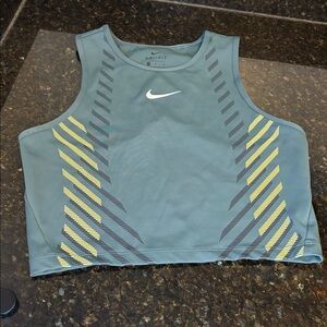 Nike Aeroswift Dri-Fit Women’s Teal Singlet Crop Top Lazor Back